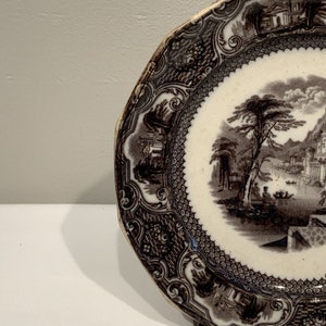 Antique Flow Black Mulberry Transferware Plate Ironstone Washington elegant decorator plate, raccoon lover gifts image 5