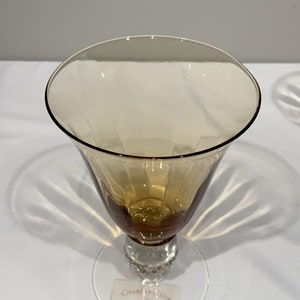 3 Amber Water Goblet/Cocktail Blown Glass with Acorn Ball Stem CHARTER CLUB, amber barware, grandmillennial, housewarming gifts, mcm barware image 6