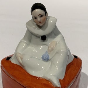 Art Deco Pierrot Clown Lidded Trinket Box, figural Dish, grandmillennial, shelf trinket dish, unique gifts for her, image 9