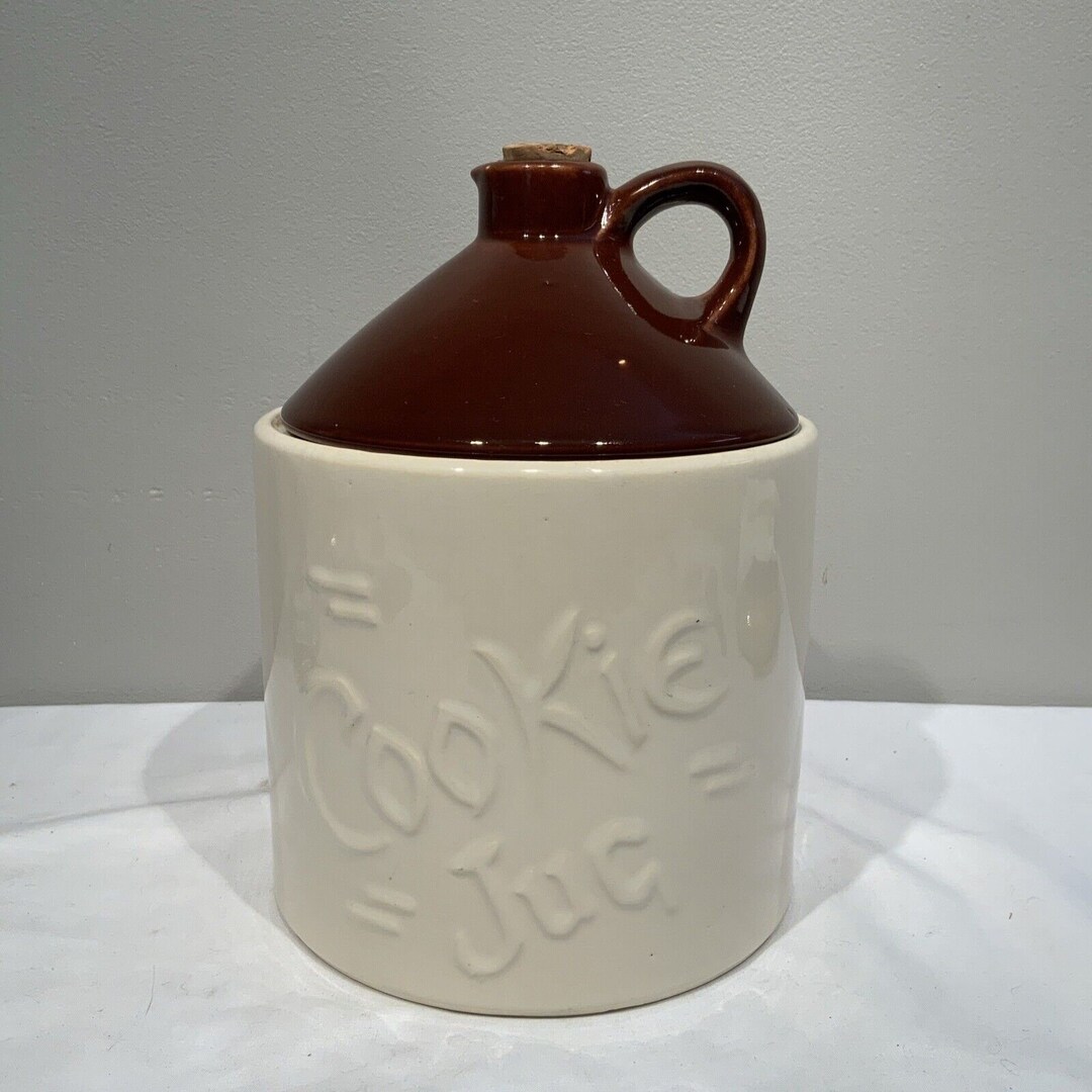 Vintage Cookie Jug Cookie Jar Moonshine Jug Crock, Farmhouse Kitchen