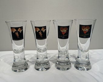 Set Of 4 Footed Pilsner Craft Beer Glasses Weighted Base, 6oz beer glasses, valentines gifts, beer lover gifts,