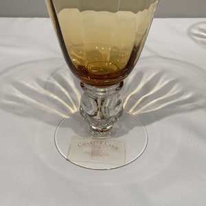 3 Amber Water Goblet/Cocktail Blown Glass with Acorn Ball Stem CHARTER CLUB, amber barware, grandmillennial, housewarming gifts, mcm barware image 5