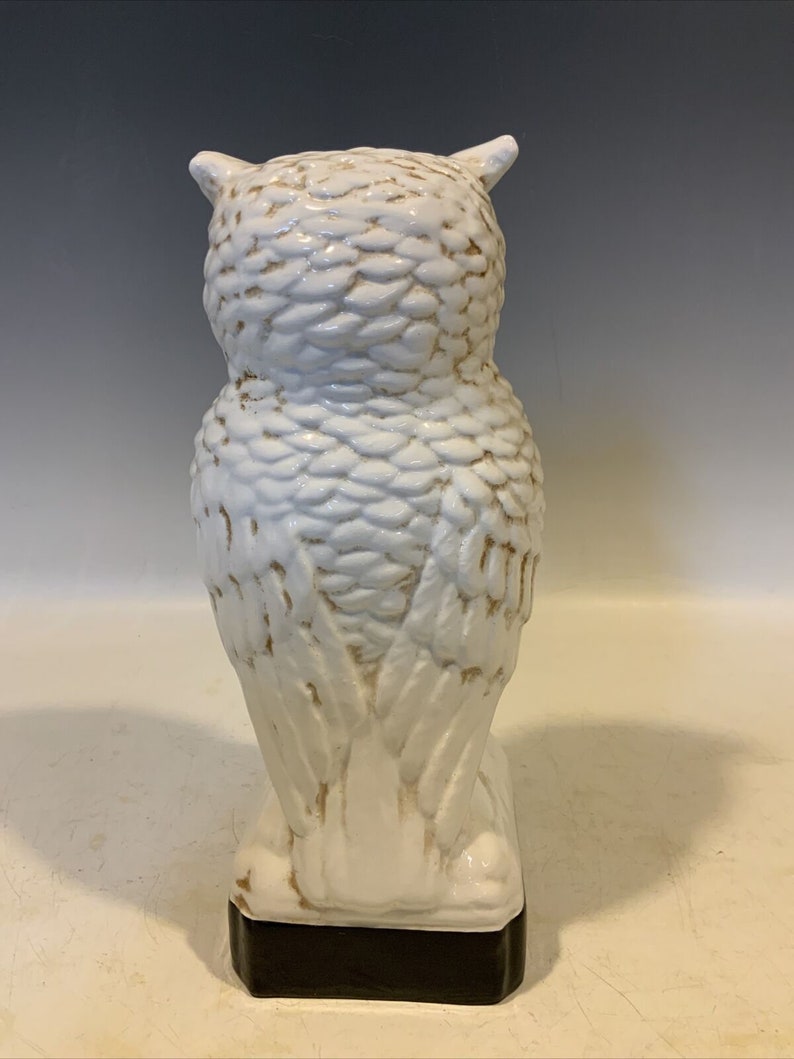 White ceramic Owl Figuring Made In Italy, adorable shelf decor, nursery decor, image 2