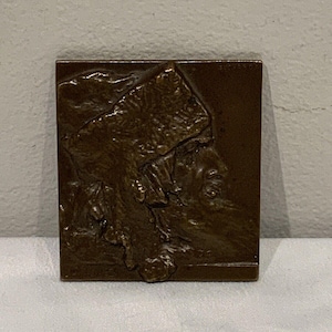 Antique Mini Bronze Relief Plaque Stanislavsky Sucharda (Czech 1866-1916), antique modern home decor, wall sculptures, relief wall art