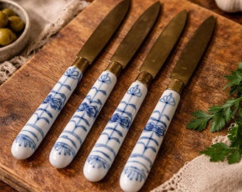 Uchatius Bronce Germany Set of 4 Fruit Knives, Blue Onion