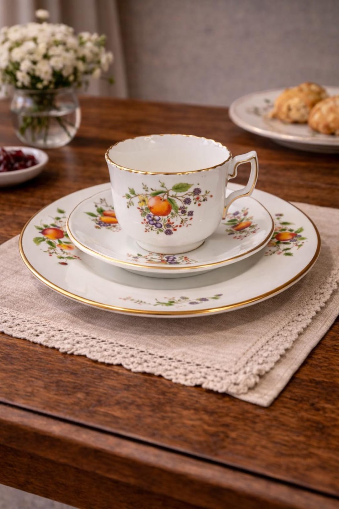 Coalport Trio Dessert Plate Demitasse Cup & Saucer by Danbury Mint
