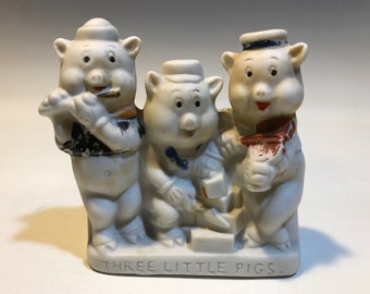 Three Little Pigs Tooth Brush Holder, Walt Disney Japan  1930’s tooth brush holder, Disney memorabilia, pig lover gifts, Disney lovers gift