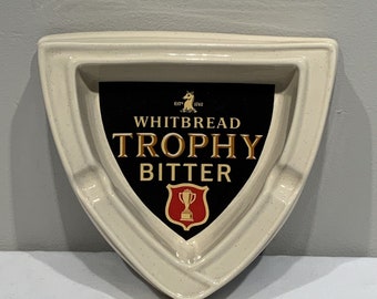 Vintage Whitebread Trophy Bitter Cigar ceramic Ashtray, Beer Ale Bar Pub Dish, man cave decor, gifts for men