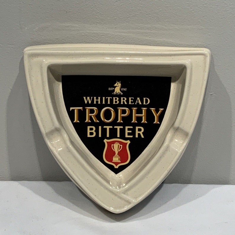 Vintage Whitebread Trophy Bitter Cigar ceramic Ashtray, Beer Ale Bar Pub Dish, man cave decor, gifts for men image 1
