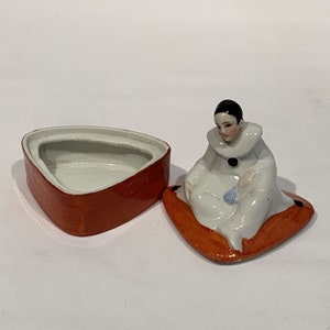 Art Deco Pierrot Clown Lidded Trinket Box, figural Dish, grandmillennial, shelf trinket dish, unique gifts for her, image 5