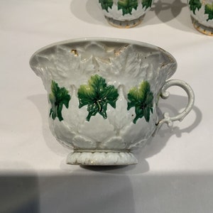 11 Antique Meissen Oak Leaf Design Green Gold Cups Hard To Find Form, Christmas teacup, gifts for mothers, gifts for her, image 8