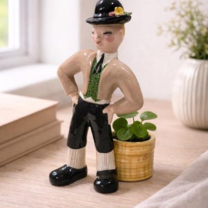 Macetero grande Dutch Boy de los años 50, cerámica de California, regalos para amantes de las plantas, macetas vintage, jardineras para el alféizar de la ventana, macetas para la cocina