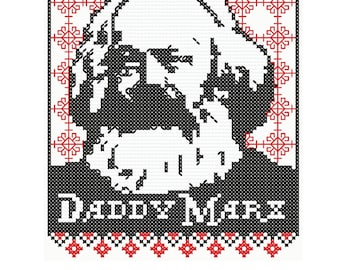 Rood en zwart kruissteekpatroon Daddy Marx