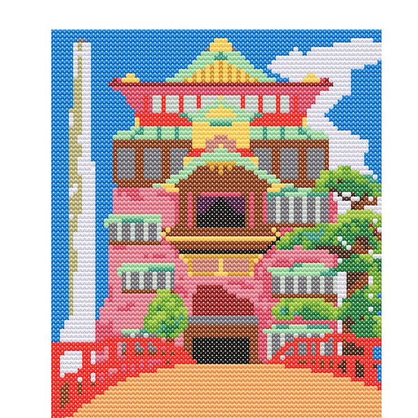 Bathhouse for the Spirits Anime Cross Stitch Inspired Digital PDF Download