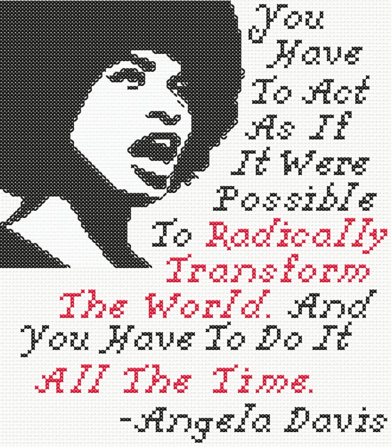 Making Change with Angela Davis Feminist Cross Stitch Pattern image 1