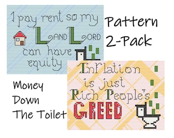 Money Down The Toilet Working Class Solidarity Pattern 2-Pack