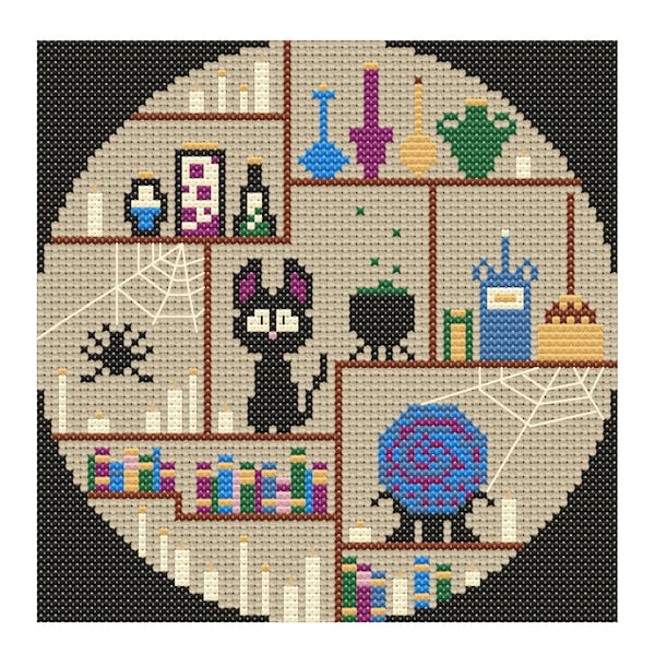 Witchcraft Supply Closet Anime Magic Inspired Wizard Witch Halloween Cross Stitch PDF Pattern Download