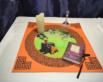 Pan's Symbole (Faunus) Altartuch - Griechisch Römisch Pagan-Wicca Altartuch oder oder Tarot oder Wahrsagematte