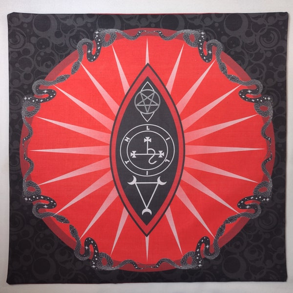 Altar Cloth or Tarot Mat - Symbols of Lilith- for Pagan or Wiccan Altar, Tarot, Drawstring bag or Cloth and Bag Set