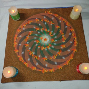 Altar Cloth or Tarot Mat - Swirling Autumn Leaves - Pagan or Wicca Altar or Tarot Cloth, Drawstring bag or Cloth and Bag Set for Mabon