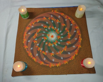 Swirling Autumn Leaves Altar Cloth – Wicca or Pagan Altar Cloth or Tarot Mat for Mabon