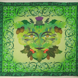 Altar Cloth or Tarot Mat - Celtic Greenman - Pagan or Wicca Altar or Tarot Cloth - Celtic Forest Spirit of the Woods - Nature God