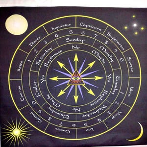 Answer Pendulum Mat in Black - Altar Cloth or Tarot Mat or Divination Mat, Drawstring bag or Cloth & Bag Set