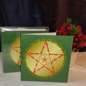 Greeting Cards - Holiday Cards - Yule Pentacle Cards for Yule, Winter Solstice or Christmas