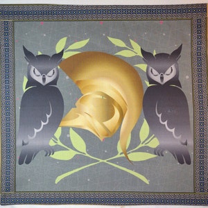 Altar Cloth or Tarot Mat - Symbols of Athena Altar Cloth - for Pagan or Wiccan Altar, Tarot, Drawstring bag or Cloth and Bag Set