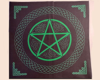 Celtic Pentacle In Green Altar Cloth or Tarot Mat. Matching Bag Available