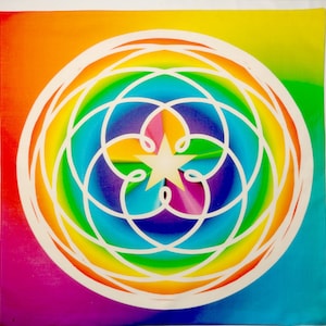 Altar Cloth or Tarot Mat - Rainbow Path of Venus - The Venus Flower - Pagan or Wicca Altar or Tarot Cloth