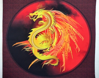 Golden Dragon Tarottuch - Paganes oder Wicca Altartuch oder Tarotmatte