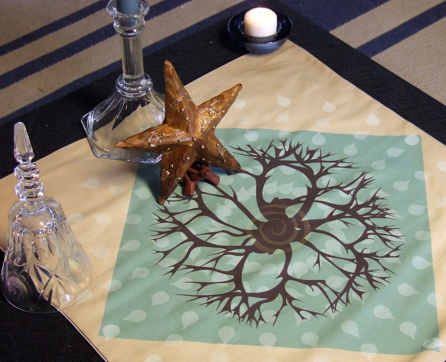 Altar Cloth or Tarot Mat - Bare Tree - Pagan or Wicca Altar or Tarot Cloth, Drawstring Bag or Bag & Cloth Set - Late Fall Tree Design