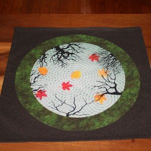 Altar Cloth or Tarot Mat - Reflections in an Autumn Pond - Pagan or Wicca Altar Cloth or Tarot Cloth for Mabon