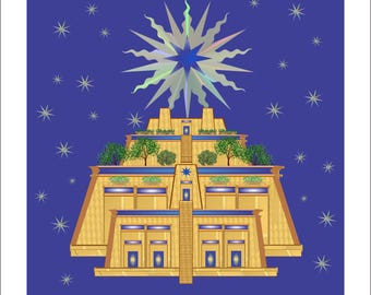 Temple sacré d'Inanna — Nappes d'autel et tapis de tarot en l'honneur d'Inanna ou d'Ishtar - La ziggourat sacrée de la Reine des cieux
