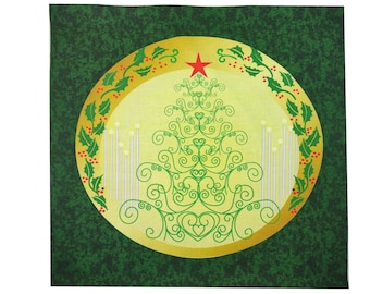 Hearts and Swirls Yule Tree Altar Cloth or Tarot Mat - Pagan Winter Solstice Ritual Mat - Christmas Tree Cloth
