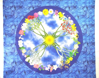Saisonales Blumenrad Pagan Wicca Altartuch oder Tarotmatte