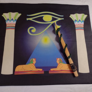 Altar Cloth or Tarot Mat - Eye of Horus - In Black - Pagan or Wicca Altar or Tarot Cloth, Drawstring bag or Cloth and Bag Set