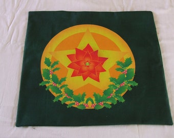 Altar Cloth or Tarot Mat - Poinsettia Pentacle - Pagan or Wicca Altar or Tarot Cloth for Yule