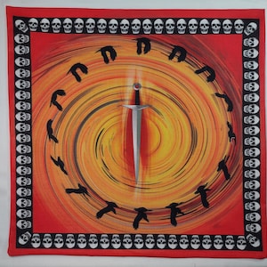 Altar Cloth or Tarot Mat - Symbols of The Morrigan Altar Cloth - for Pagan or Wiccan Altar, Tarot, Drawstring bag or Cloth and Bag Set