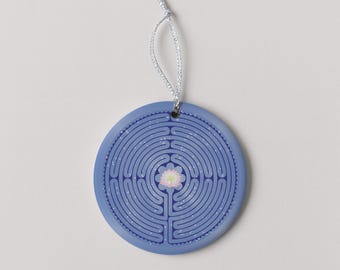 Lotus Labyrinth Runde Keramik Ornament