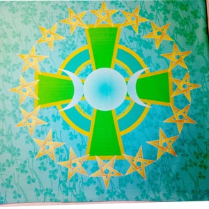 Altar Cloth or Tarot Mat - Celtic Cross with Triple Goddess - Pagan or Wicca Altar or Tarot Cloth