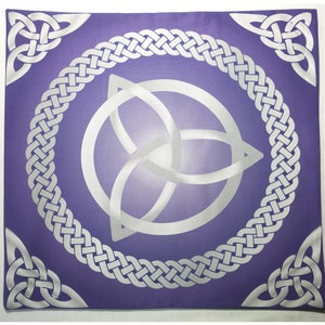 Altar Cloth or Tarot Mat - Silvery Triquetra - Pagan or Wicca Altar or Tarot Cloth, Drawstring bag or Cloth and Bag Set