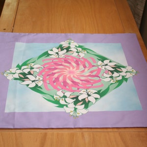 Altar Cloth or Tarot Mat - Lilies and Ribbons - Pagan Altar Cloth or Tarot Cloth, Drawstring bag or Cloth and Bag Set