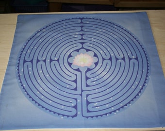 Altar Cloth or Tarot Mat - Lotus Labyrinth - Pagan or Wicca Altar or Tarot Cloth, Drawstring bag or Cloth and Bag Set