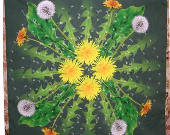 Altar Cloth or Tarot Mat - Dandelion Cycle - Pagan or Wiccan Altar Cloth, Drawstring bag or Cloth and Bag Set