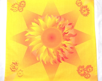 Altar Cloth or Tarot Mat - Sun & Sunflower - Pagan or Wicca Altar or Tarot Cloth, Drawstring bag or Cloth and Bag Set for Litha or anytime