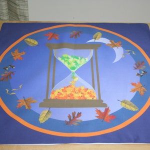 Altar Cloth or Tarot Mat - Autumnal Hourglass - Pagan or Wicca Altar or Tarot Cloth for Mabon or Anytime - Colorful Fall Leaves Design