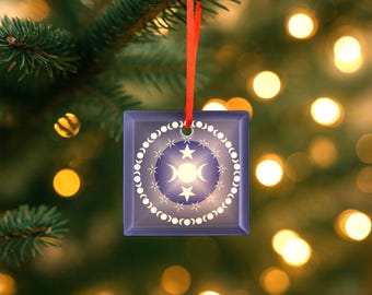 Dreifache Mondgöttin Quadrat Glas Ornament