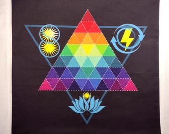 Matière-Énergie-Conscience - Pyramide à géométrie sacrée Nappe d'autel ou tapis de tarot ou nappe de méditation ou grille pour chakras